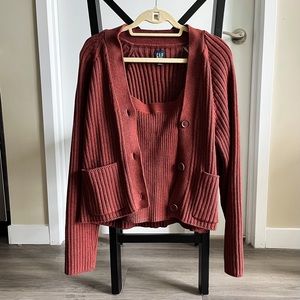 NWOT Gap Cardigan & Tank Set - Burnt Russet